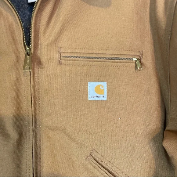 Carhartt Men's Size 48 Blanket Lined Detroit Jacket Tan Brown Zipper Zip Up - Picture 4 of 10